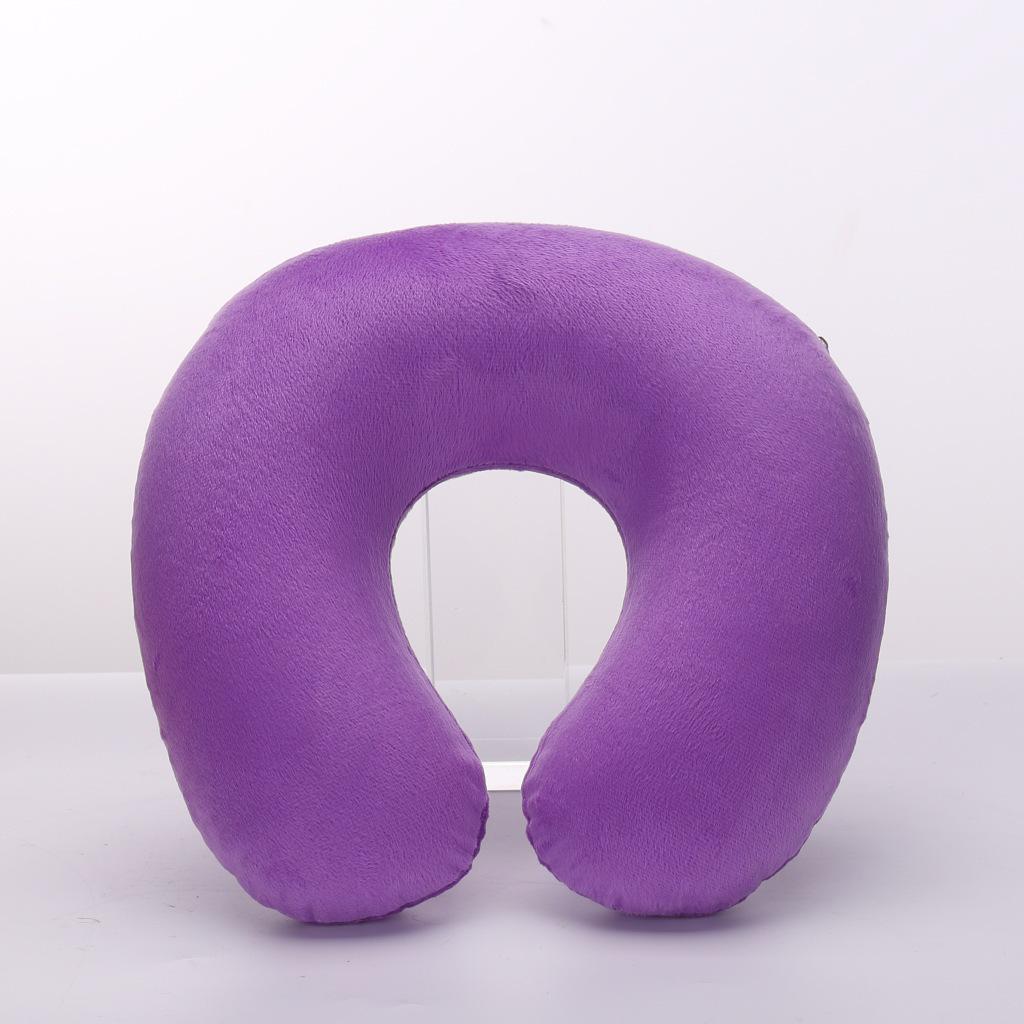 Promotional Inflatable U-Shaped Travel Neck Pillow with Plush Outerwear