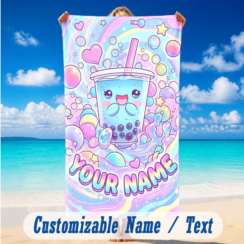Fantasy Magic Theme Beach Towel Personalized Custom Name & Text Soft Quick Dry Beach Towel for Swimming Travel