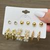 IF ME Korean Butterfly Pearl Stud Earrings Set Fashion Geometry Zircon Hoop Earring Women Jewelry Accessories