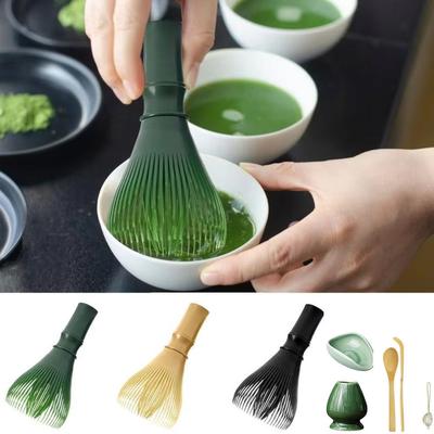 Fouet à Matcha en Résine Avec Support Fouet Réutilisable Fouet à Poudre de Thé Vert Lisse Portable Ensemble de Fouets à Matcha pour Thé Accessoires d'Ensemble de Thé
