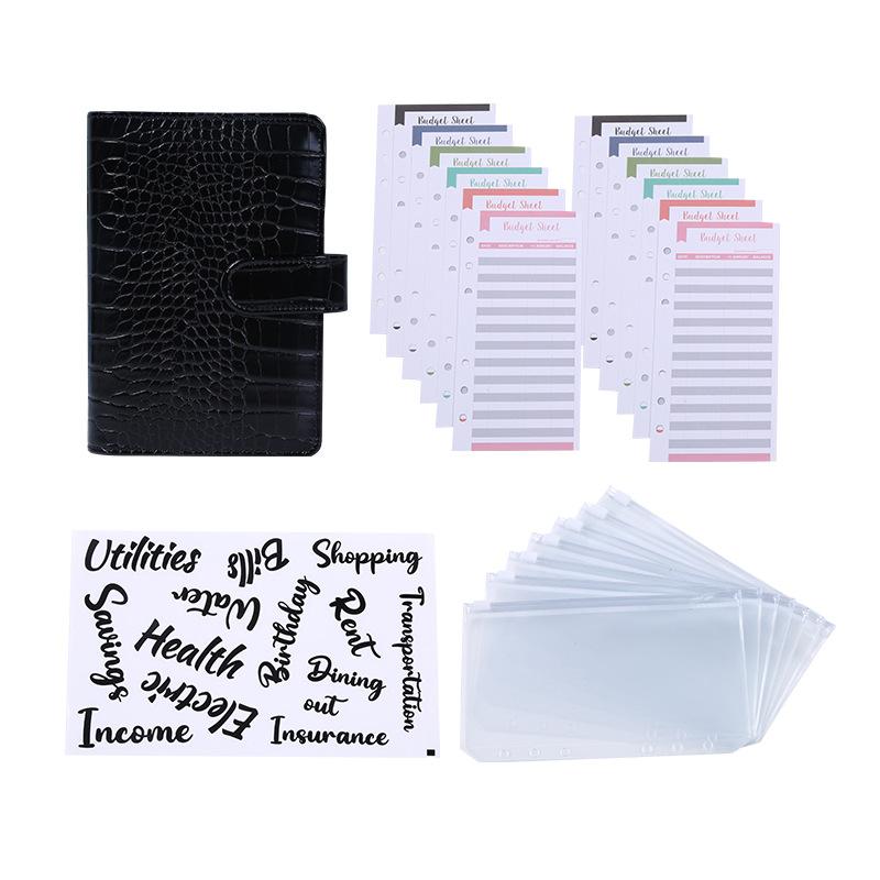 A5/A6 Crocodile Budget Planner Cash Envelope Binder With Budget Envelopes A6 Binder Pockets Cash Envelope Wallet For Budgeting