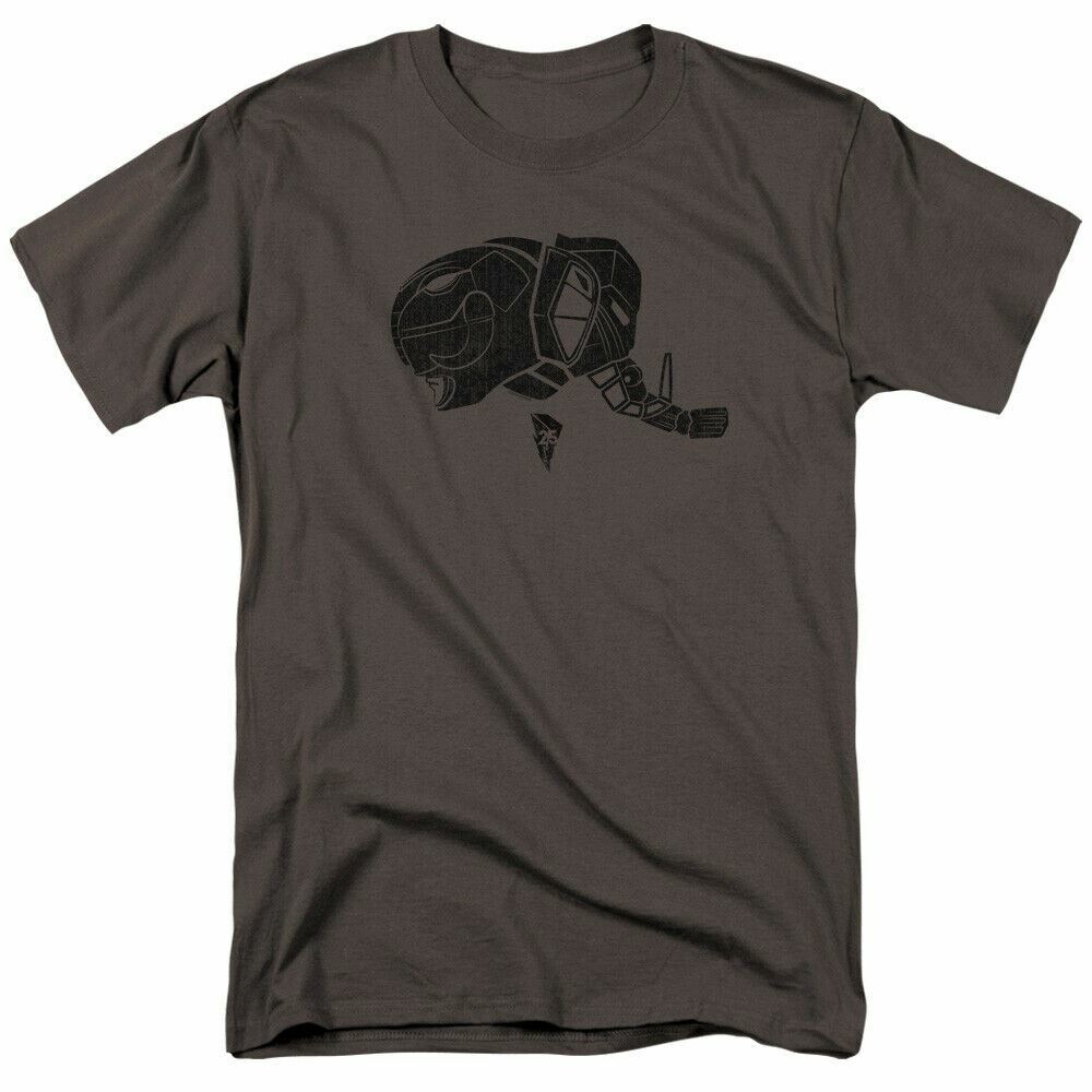 Mighty Morphin Power Rangers Black T Shirt Mens Licensed Classic TV Charcoal S