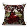 Renaissance Pre-Raphaelitism William Morris Round Stained Glass Window Elegant Lady Girl Decoration Pillow Case Cushion Cover