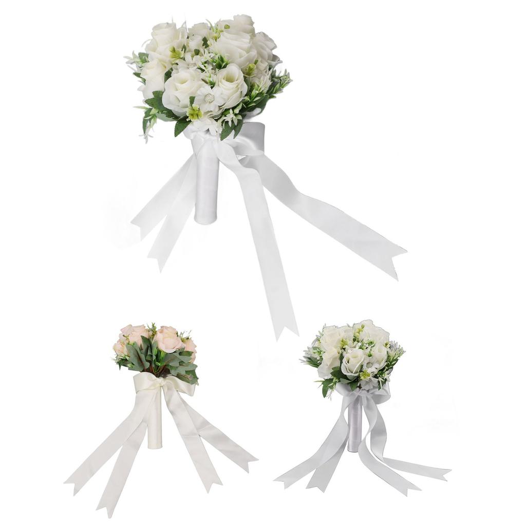Wedding Bouquets Flower Hand Bouquet Silk Artificial Fake Flowers for Bride Wedding Party and Church