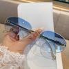 Oval Frame Metal Frameless Uv400 Sunglasses Trendy And High-End Retro Fashion Sun Protection Uv Resistant Glasses For Women