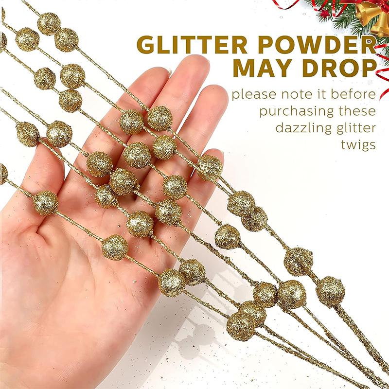 50Pc/Pack Glitter Christmas Berry Artificial Foam Flowers Christmas Tree Decor for Home Wedding Decor DIY Wreath Accessories