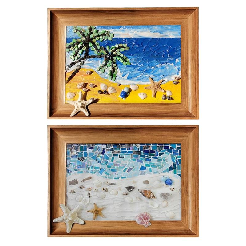 

Sea Glass Wall Art Photo Frame Sea Glass Pieces Handmade Picture Frame Arts & Crafts Kit Framed Sea Glass Decor Wall Art Home