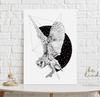 Poster Black and White Owl Moon