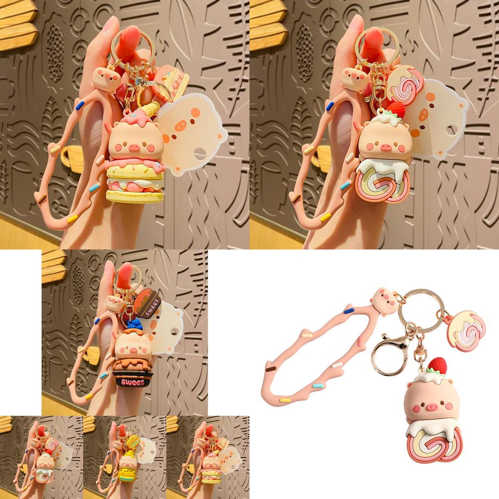 Cute Piggy Cartoon Keychain Adorable Silicone Accessory For Cars And Bags