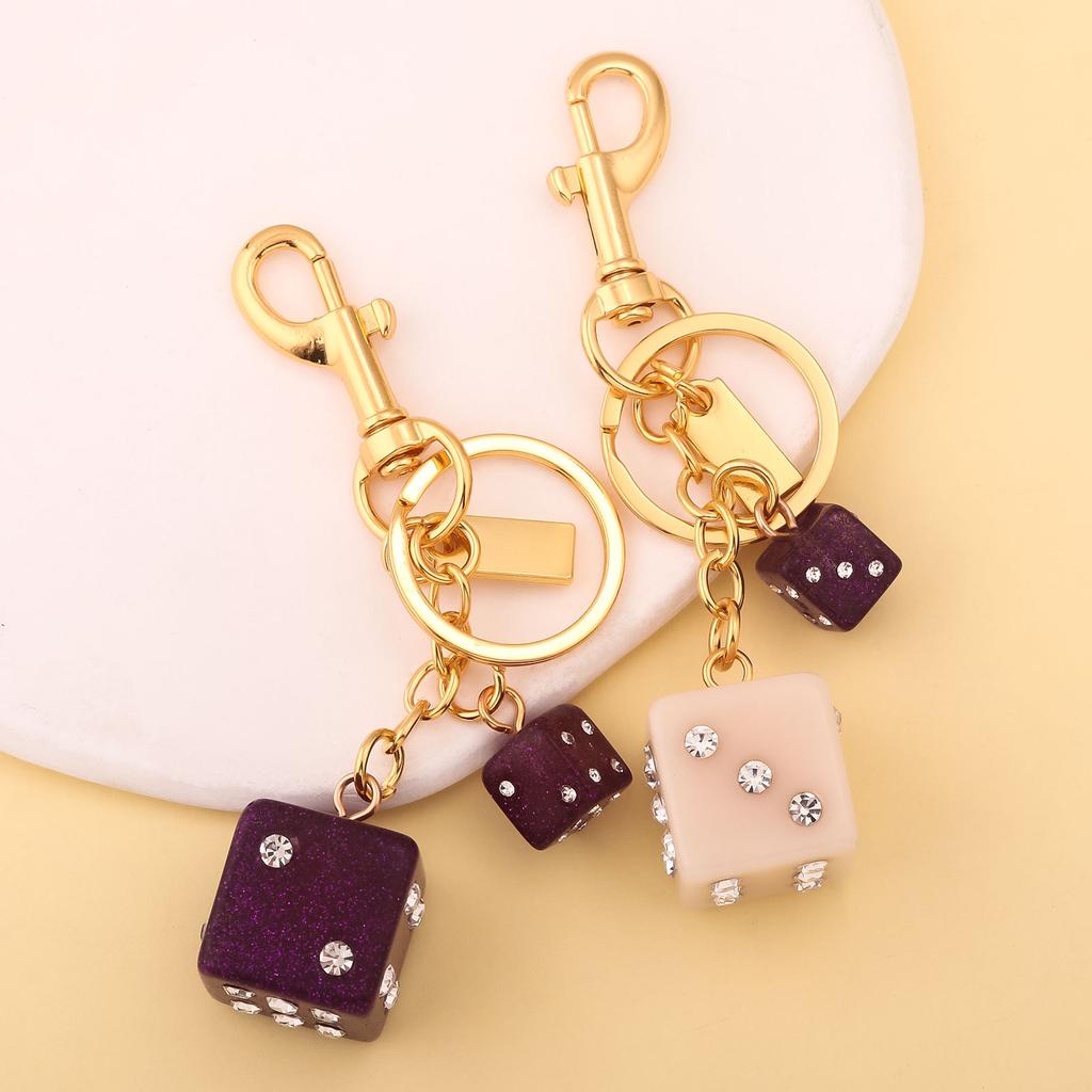 Dice Crystal Drip Alphabet Keychain Student Ladies Bag Pendant Jewelry Gift Pendant Keyring Accessories