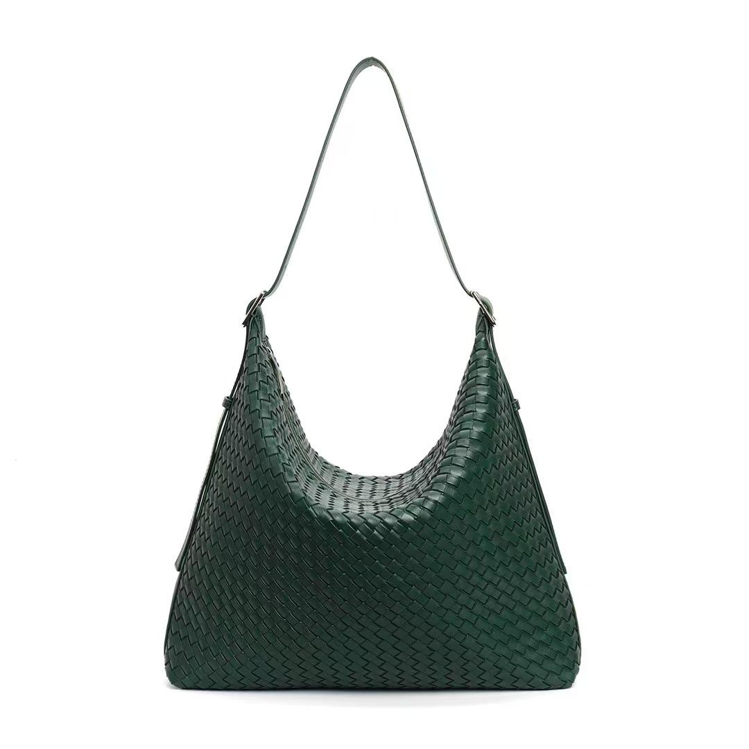 

Женская сумка-тоут из натуральной кожи, сотканной вручную из коровьей кожи - универсальная сумка через плечо большой вместимости для поездок на работу 38x32x10cm