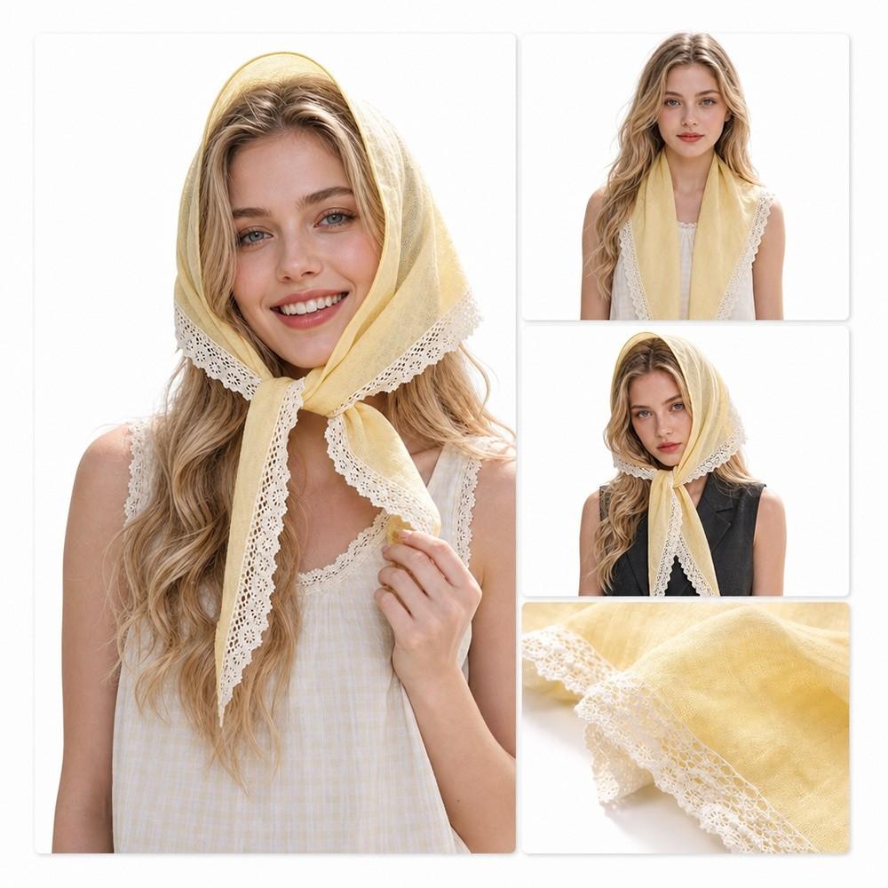 Solid Shawl Wrap Ramie Neckerchief New Headscarf Hair Accessories