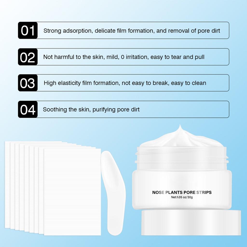 Remove Nasal Strips Pore Strip Clear Black Head 3 Step Kit For Clean Pimples Shrink Pores And Remove Blackheads With Spoon +40 Strips 30g
