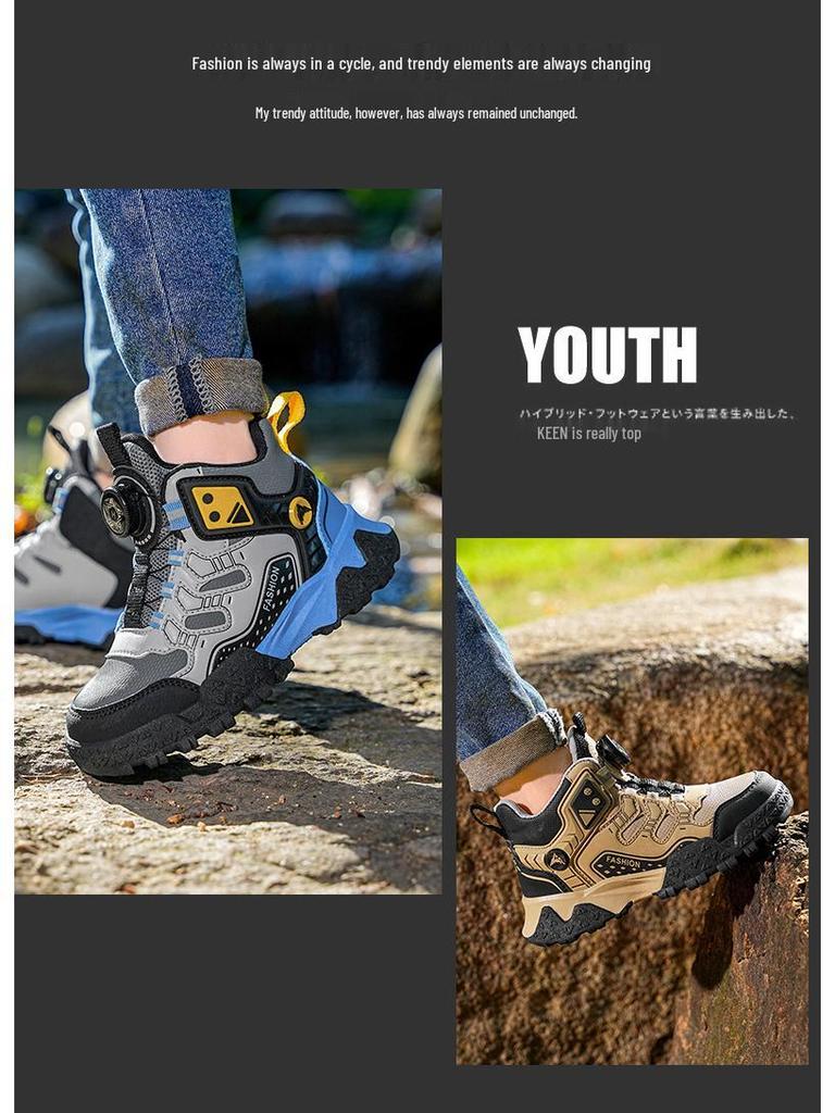 נעלי ספורט לילדים סתיו 2026 עם אבזם מסתובב - עור עמיד בפני החלקה ושחיקה להליכה וריצה