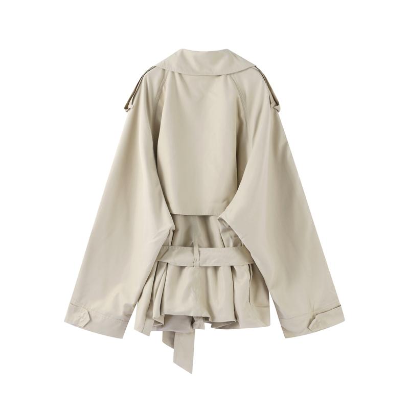 Lapel Tied Windbreaker Jacket Women's Commute Long Sleeve A-line Style Elegant Jacket Fashion Streetwear 2025 Autumn