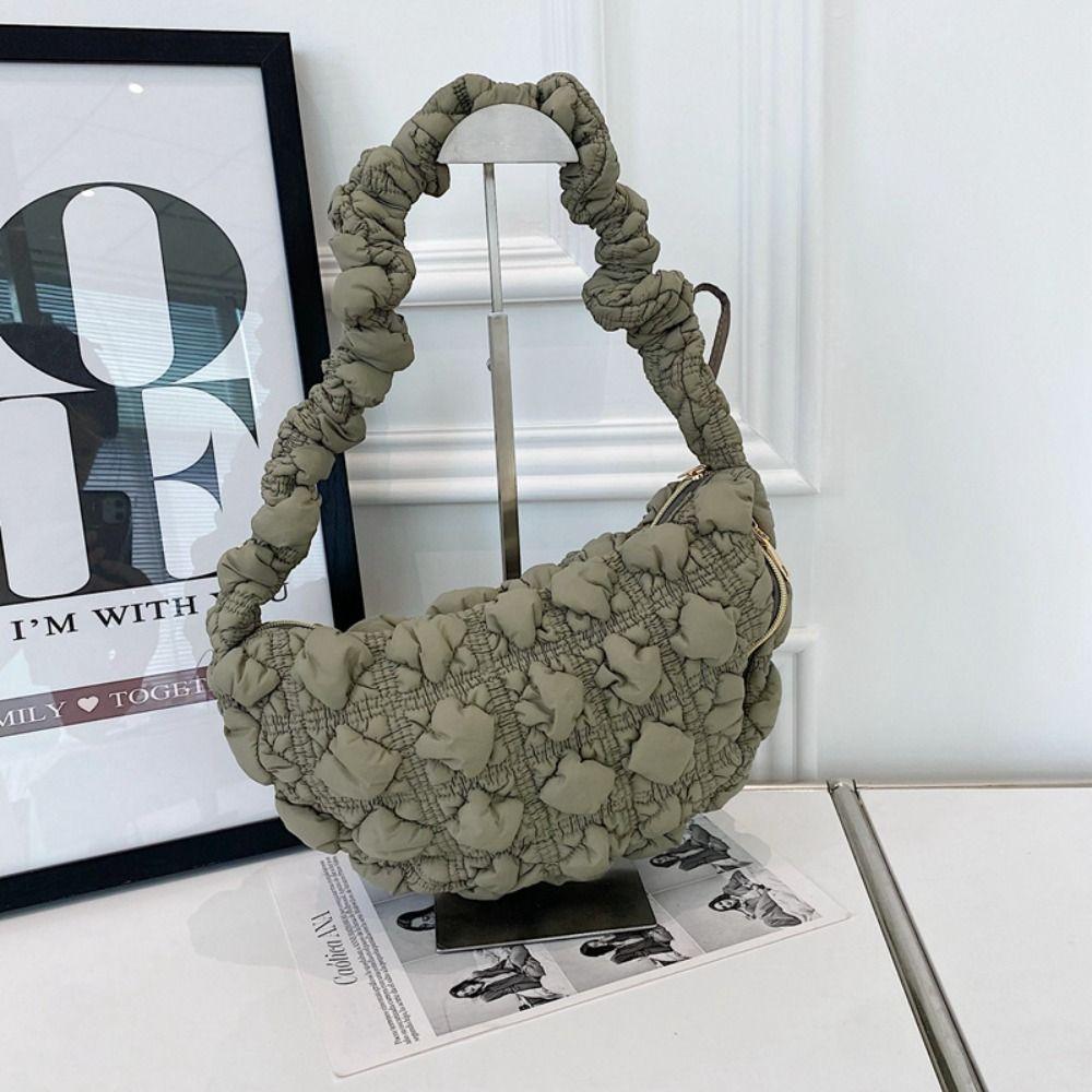 Dumplings Bag Rhombus Plaid Handbag Korean Style Bubble Cloud Bag Cute Korean Shoulder Bag  Lady