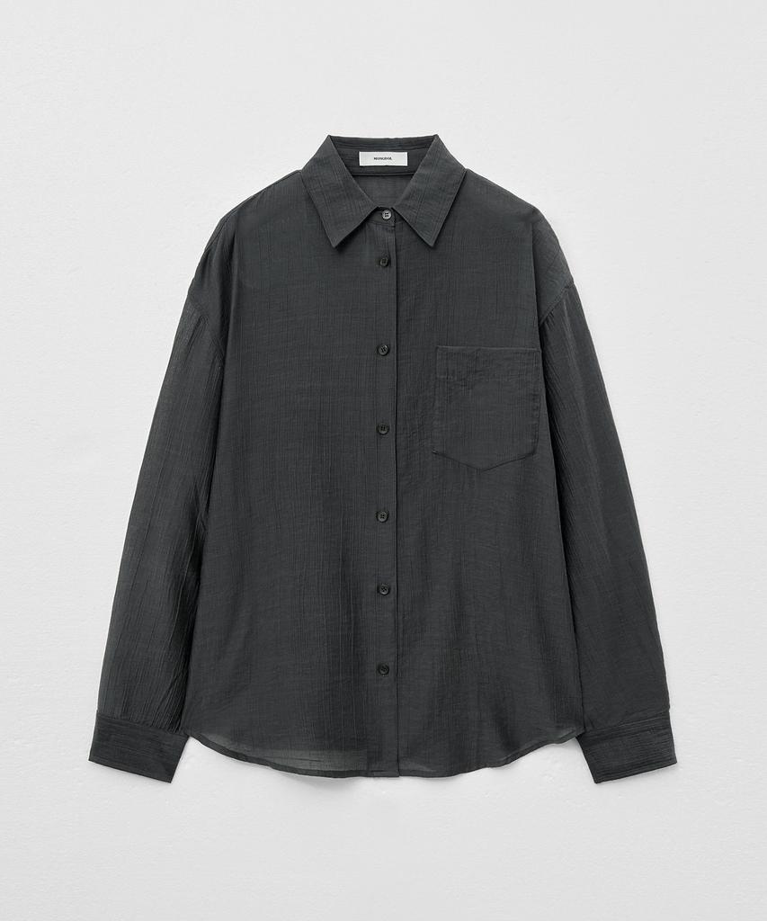 MONGDOL Tencel See-Through Loose Fit Shirt Charcoal Mdsh019Charcoal