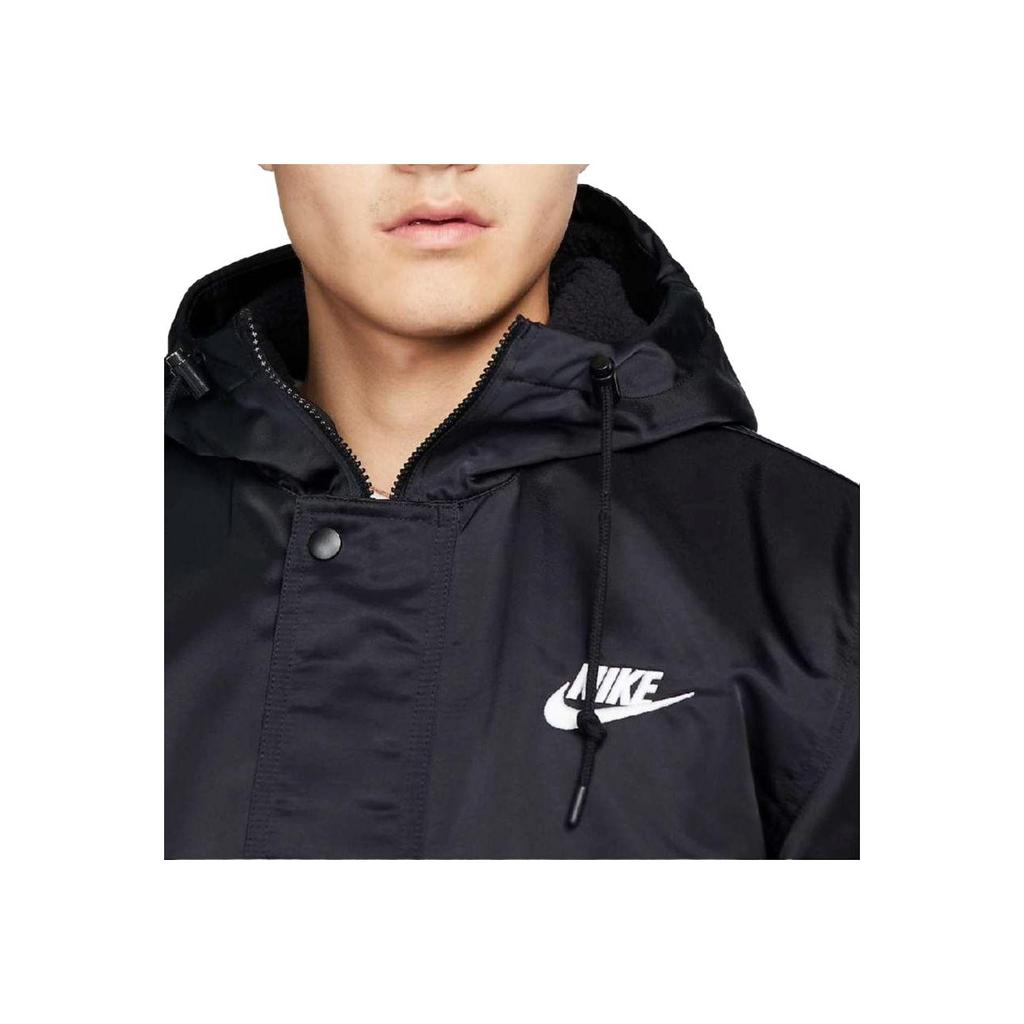 Nike Letter B Logo Embroidered Hooded Mid-Length Long Sleeve Coat Men Coats Black FB7321-010