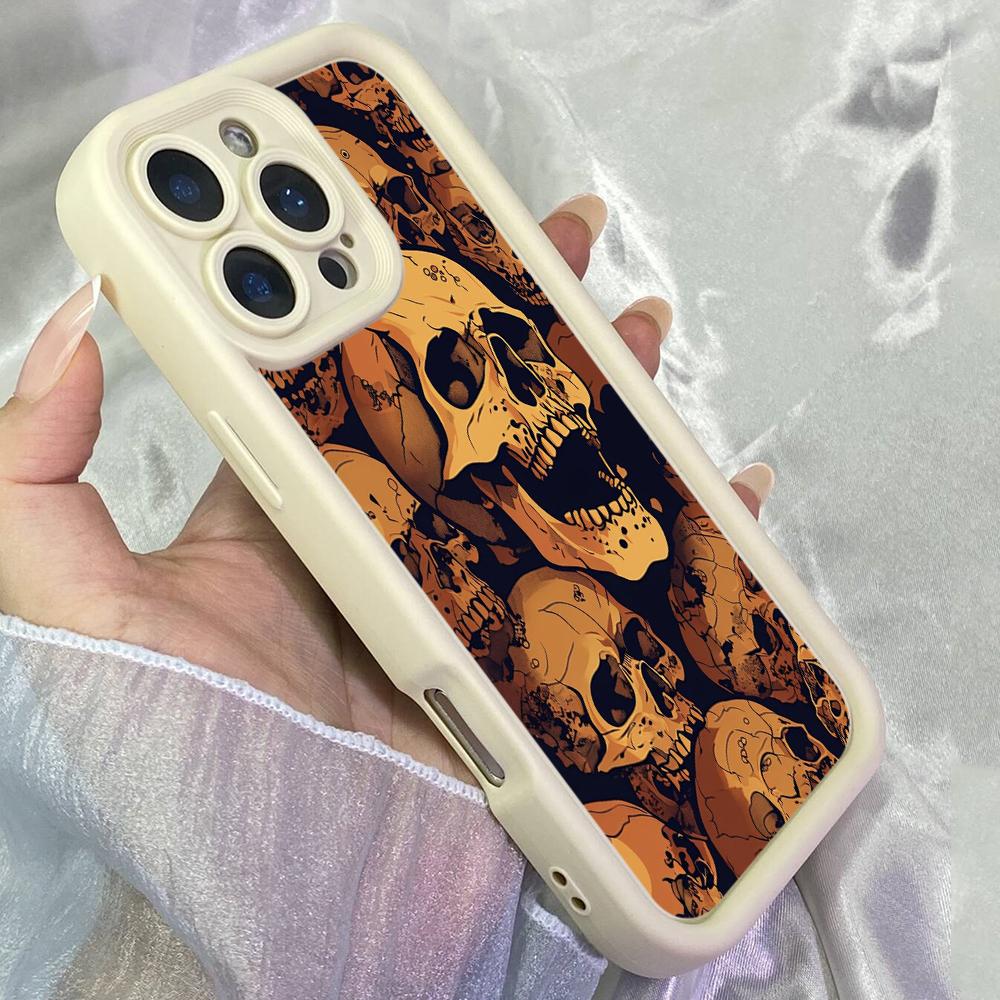 JT228 Eerie Overlapping Skull for iPhone 17 16 15 14 13 Pro Max Samsung S26 S25 Ultra A17 A16 A07 A56 A36 A26 Xiaomi 15T Redmi 15c 14C 13C Soft Case