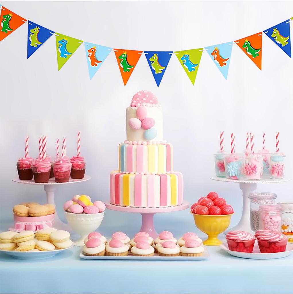 1pcs Set 16.4ft Macaron Paper Card Pennant Banner Flags For Birthday Party Triangle Banner Banner Flags Pennant Banner