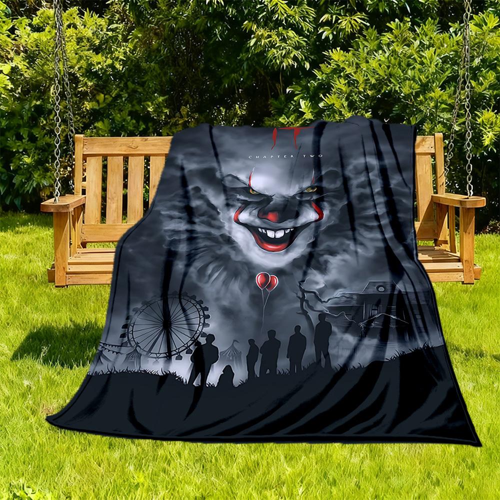 

1PC IT Clown Horror Outdoor Blanket Lightweight Flannel, Soft & Warm, All-Season Use for Sofa, Outdoor029 130x150cm