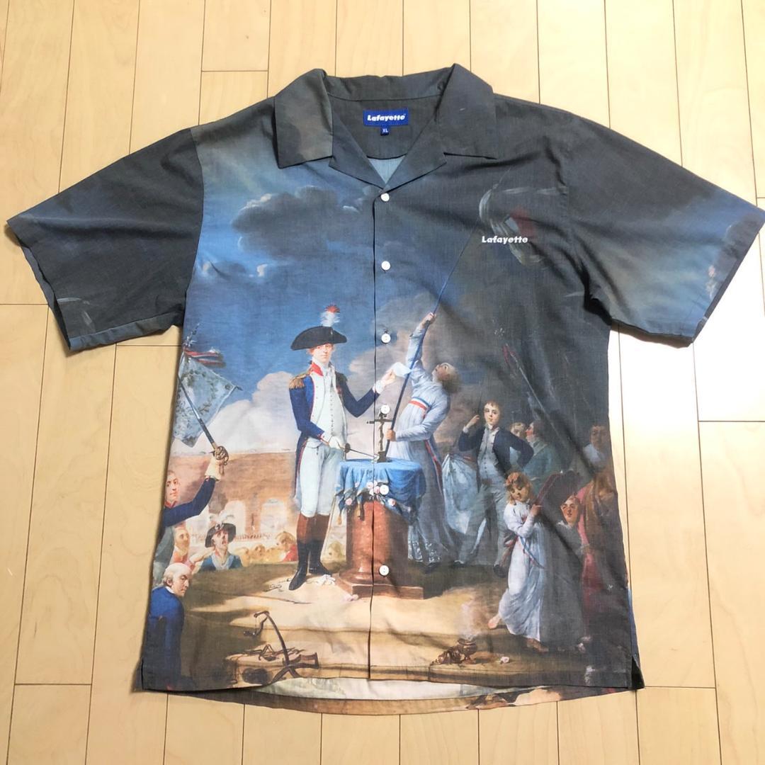 

[USED] Lafayette Open Collar All-Over Print Aloha Shirt, Men s, XL, Black, Shipping Included