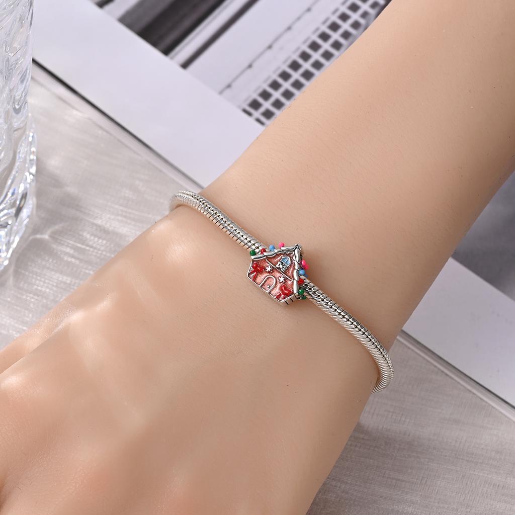 Original Charms Copper Sugar Snow Cabin Beads Fit Bracelet Women Jewelry Making Diy Gift