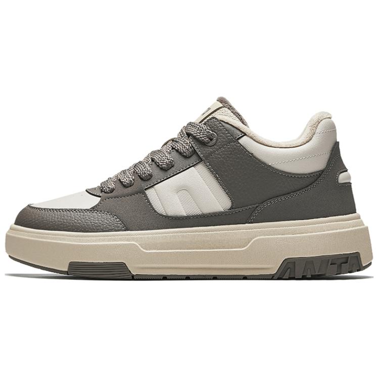 

Anta Men Mid-top Warm Fleece Casual Sneakers Chalk White Enamel Gray Raw Wood 112448920-3 42.5