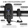 Children's Bicycle Horn Headlights Night Cycling USB Charging Mountain Bike Bright Rainproof Headlights, Black