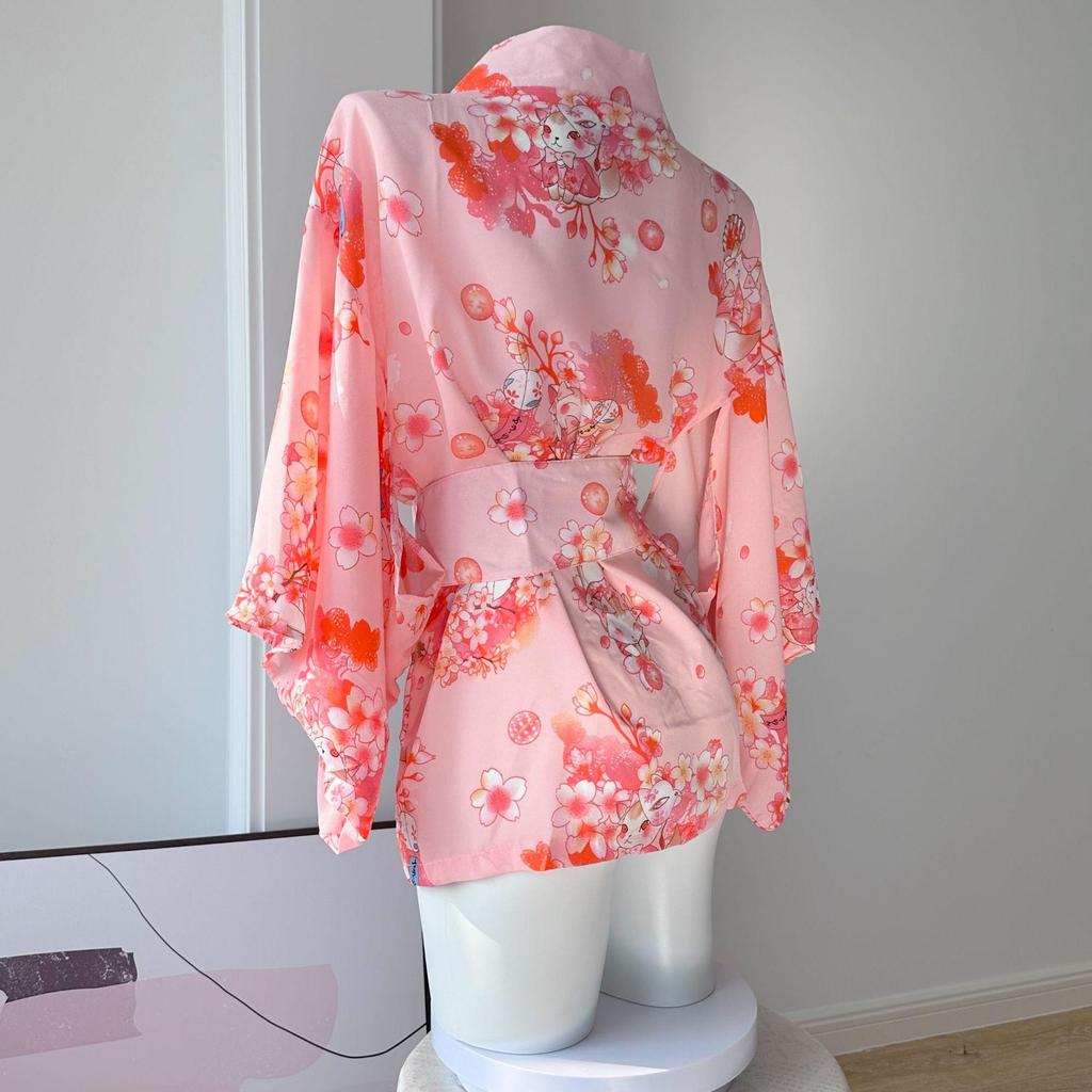 Elegant Sakura Yukata Kimono Bathrobe: Large Pajamas, Cozy Nightdress, Sexy Lingerie