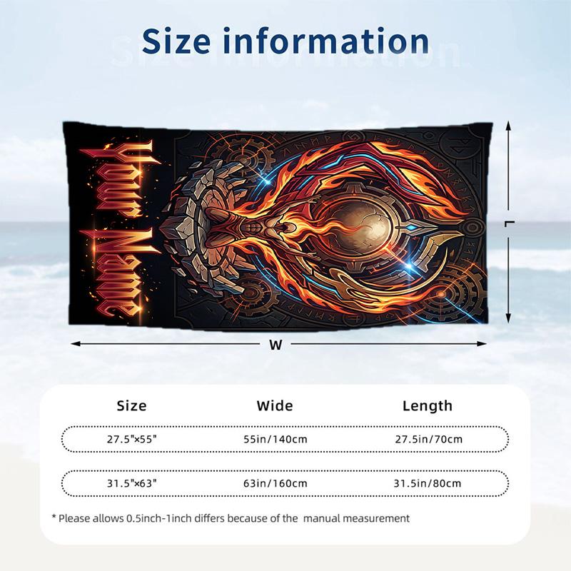 Portrait Man Theme Beach Towel Personalized Custom Name & Text Soft Quick Dry Beach Towel for Swimming Travel