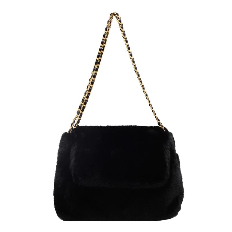 

Меховые квадратные сумки через плечо с цепочками, высококачественные, простые, универсальные, роскошные сумки