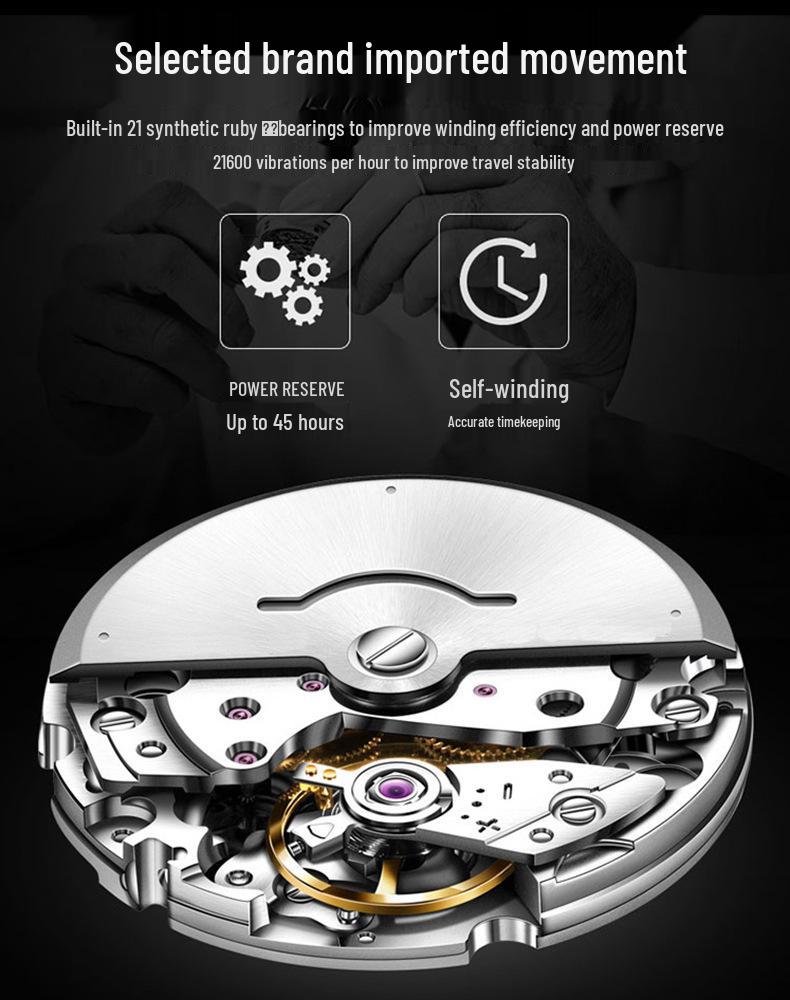 Duke of Lorraine 1976 Men's Luminous Skeleton Mechanical Watch