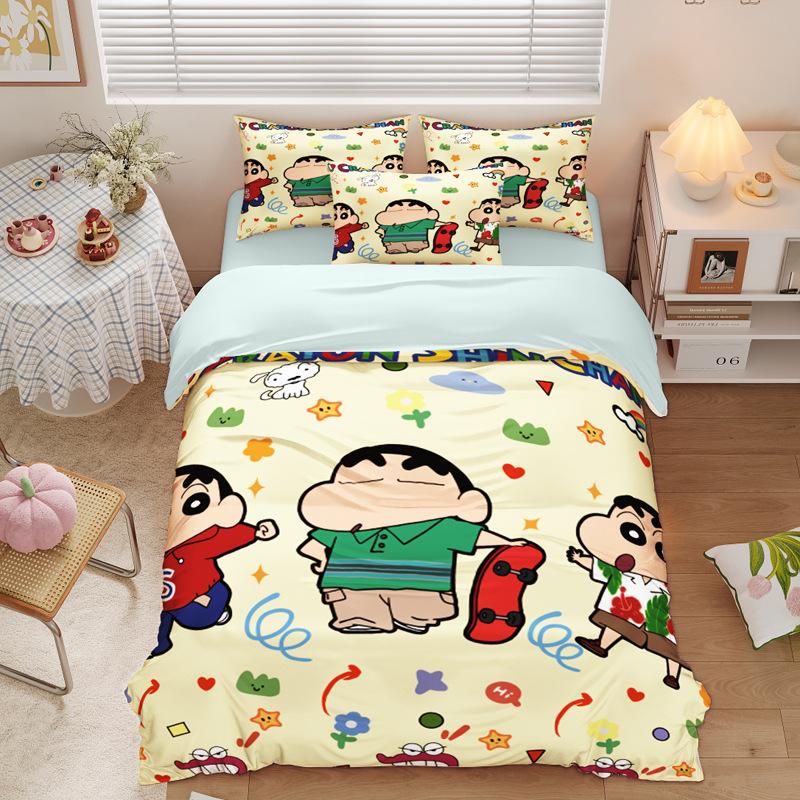 New Style C-Crayon Shin-chan Bedding Sets Shin-chan Duvet Cover Bed Set Quilt Cover Pillowcase Kids Adult Size