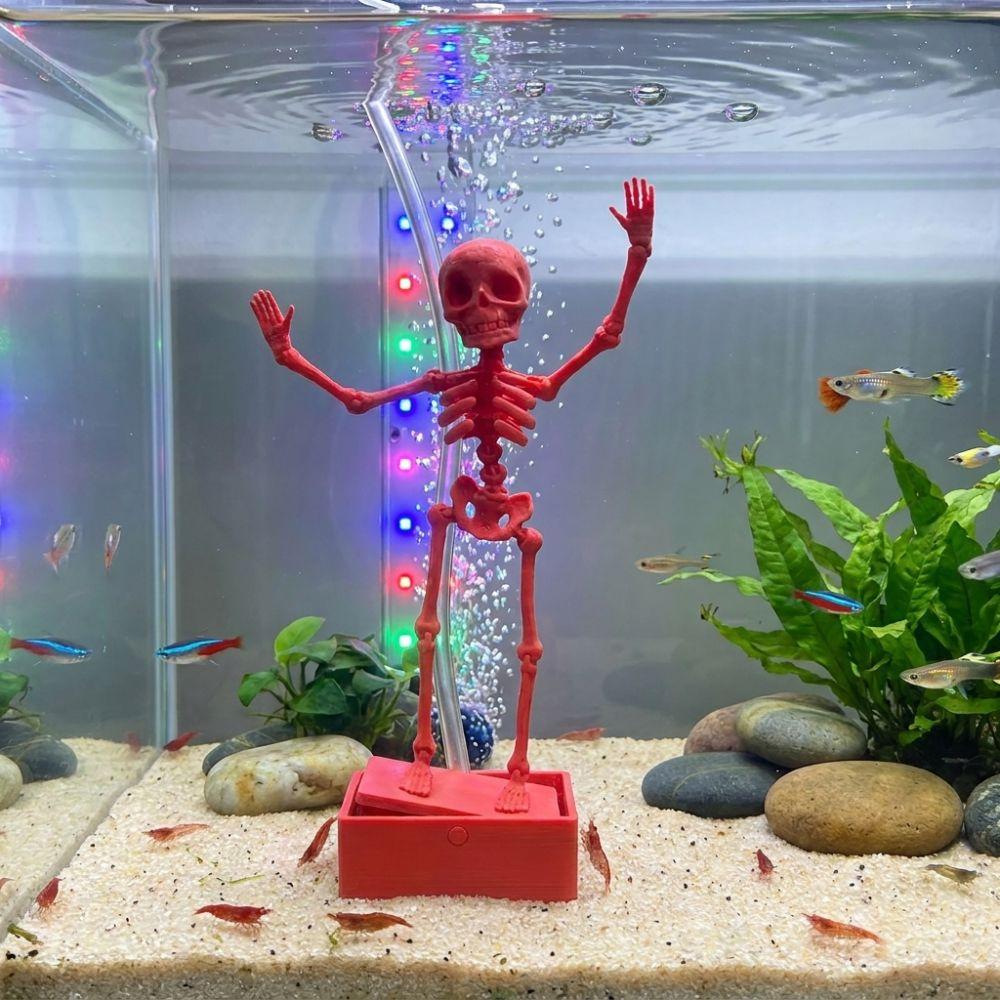 with Suction Base Dancing Skeleton Aquarium Bubbler Wiggling Skeleton Ornament Aquatic Landscaping