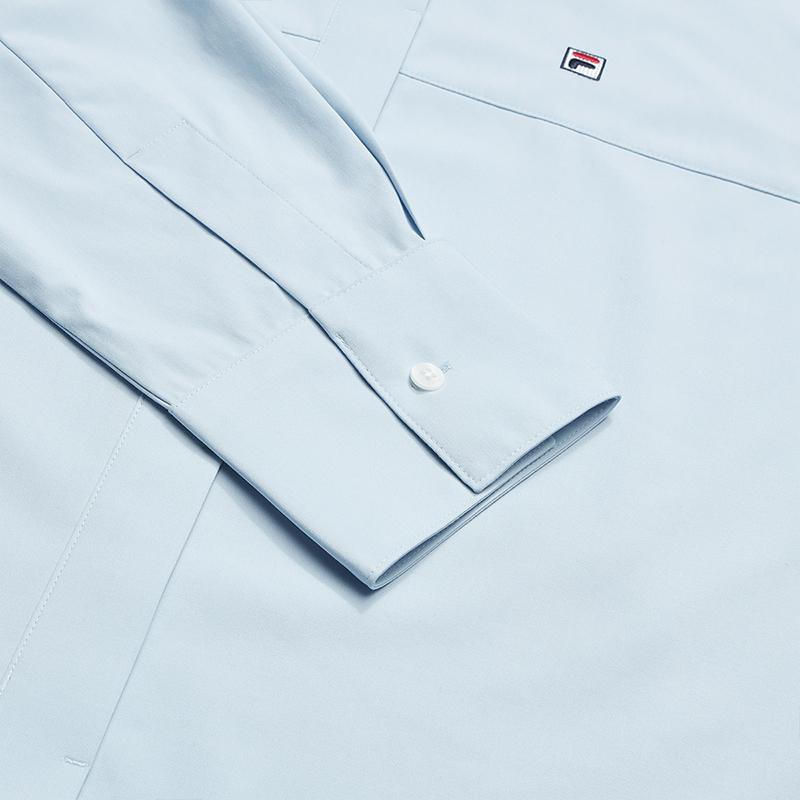 Fila Heritage Classic Simple Stretch Comfortable Loose Woven Long Sleeve Shirt Women Shirts F11W548406FLB