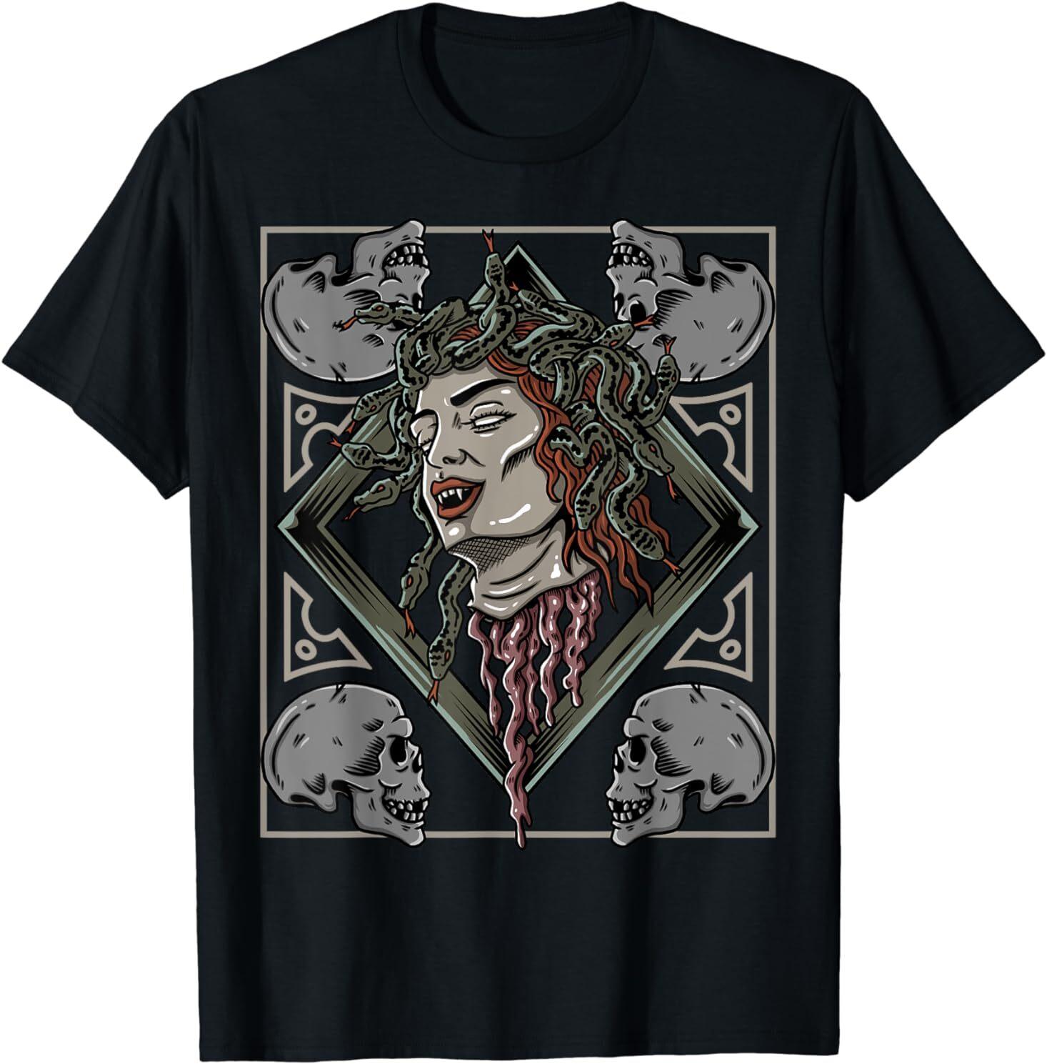 NEW LIMITED Medusa Greek Mythology Skull Snakes Design Gift T-Shirt S-3XL S разноцветный