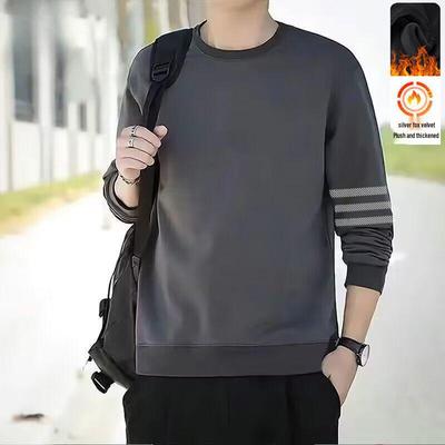 Heavyweight Men's Winter Sweatshirt: Round Neck, Loose Fit, Plus Velvet, Long Sleeve Pullover