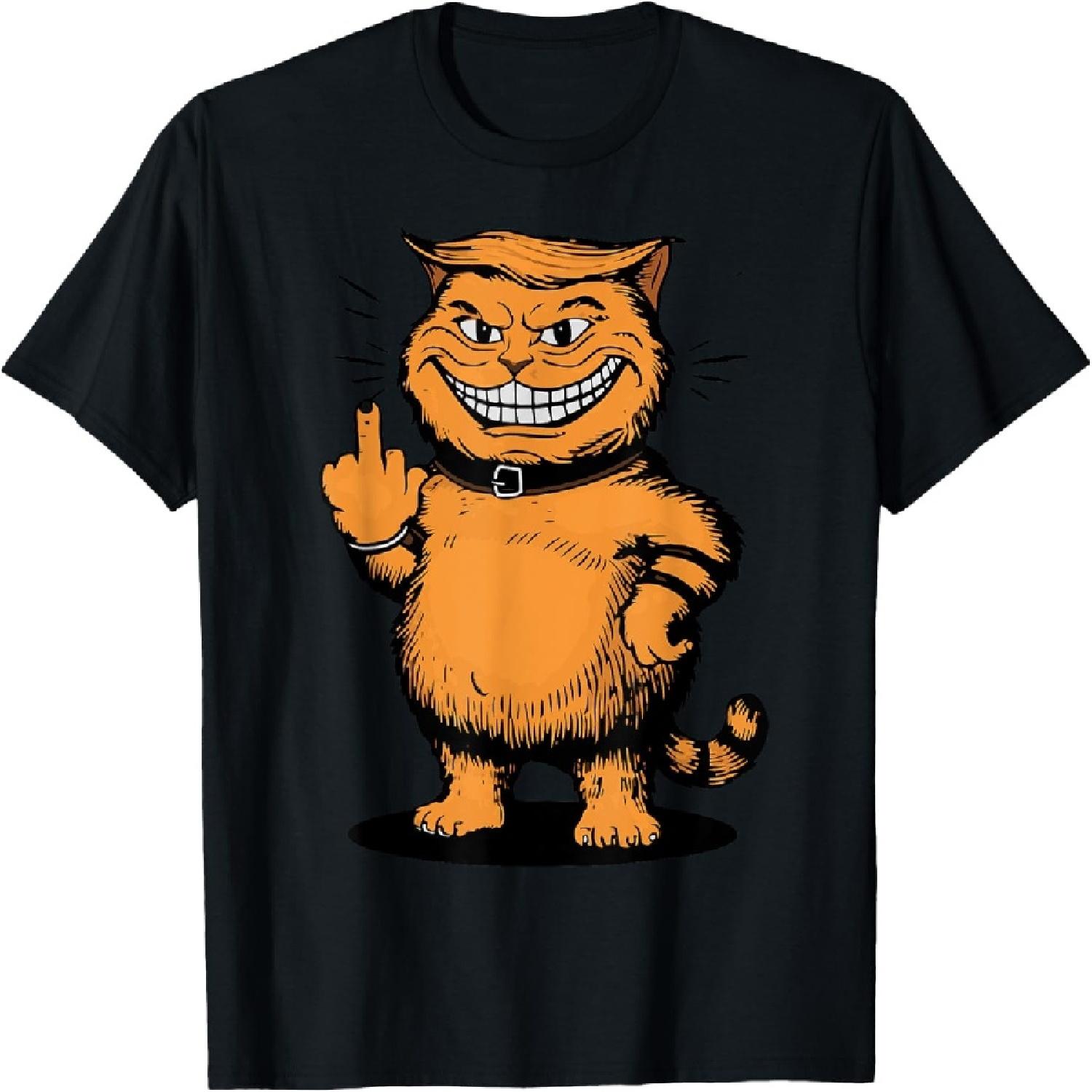 Trump cat middle finger sarcastic trump middle finger Men Women T-Shirt S
