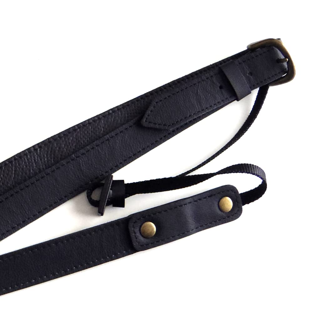 leather camera strap made by a domestic bag shop Dress-up (compact black)