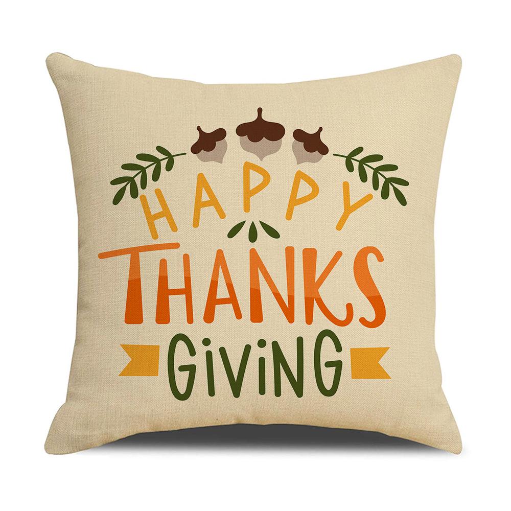 Yellow Thanksgiving Cushion Home Cartoon Turkey Sofa Cushion Linen Office Cushion Cover Home
