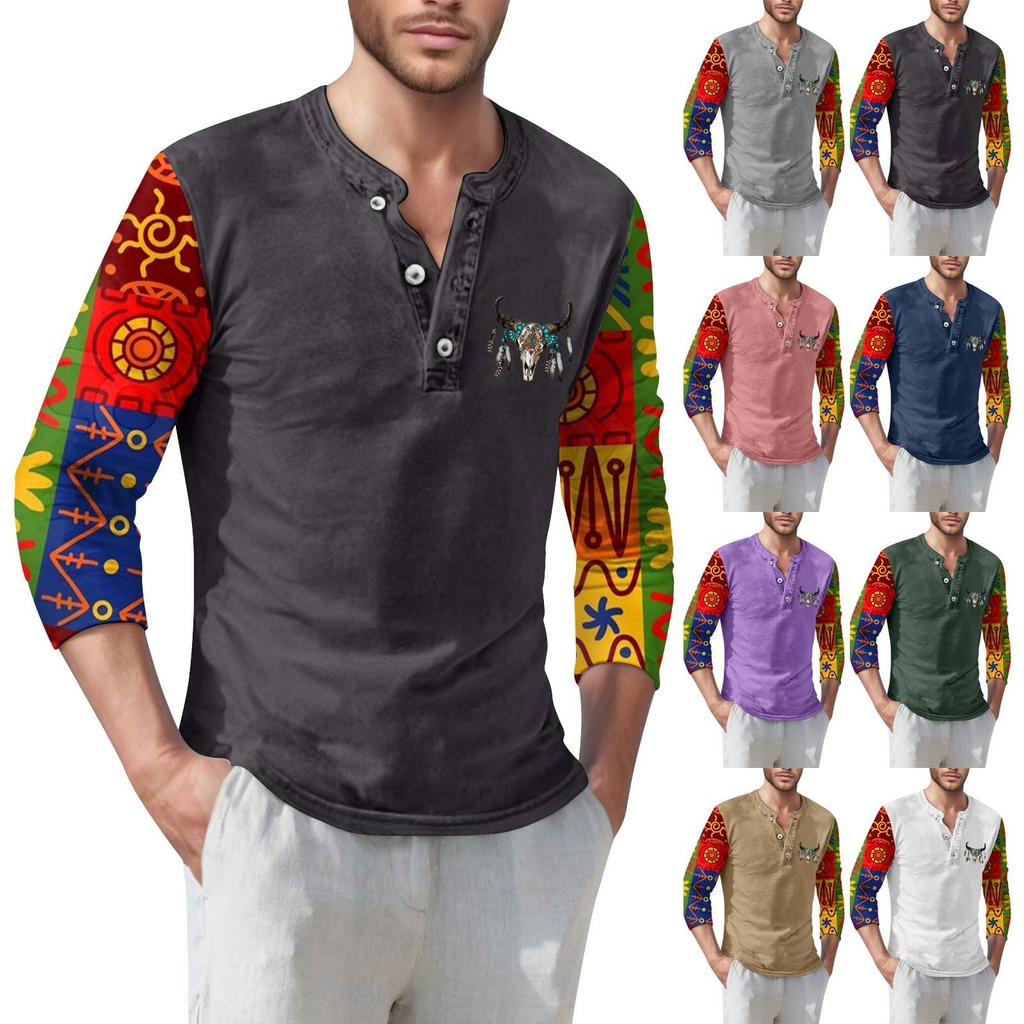 Herre T-skjorte Street Casual Mote Langermet Topp