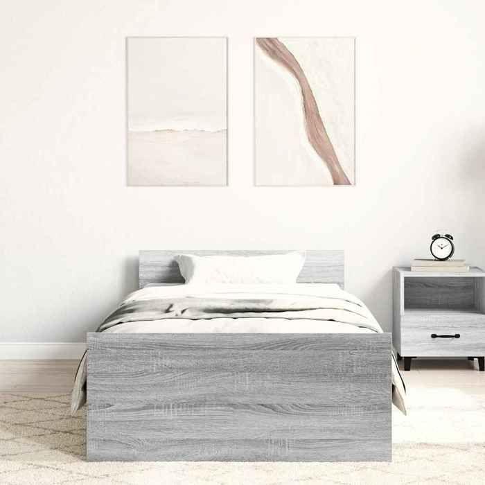 VidaXL Cadre de lit sonoma gris 90x190 cm bois d'ingénierie 835944