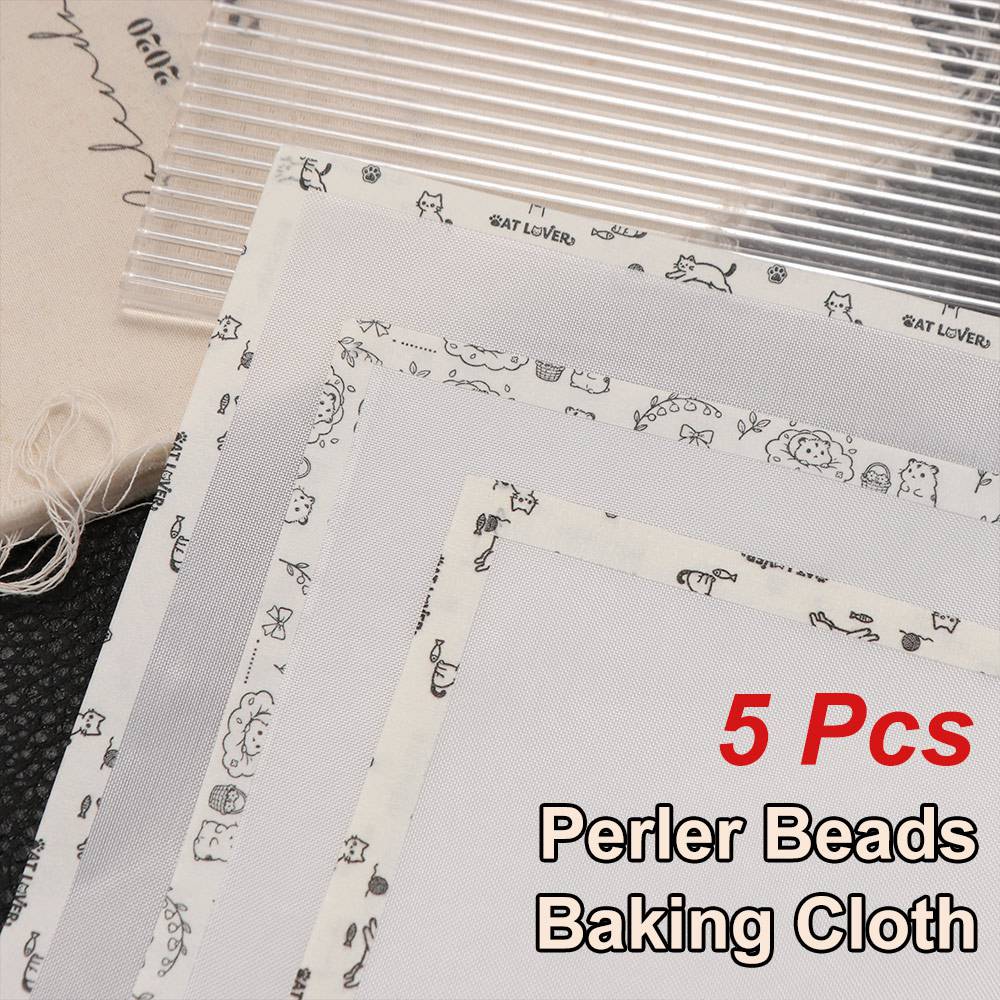 5Pcs Edge-stitched Perler Beads Baking Cloth Beadsheat-resistant Paper Craft Supplies