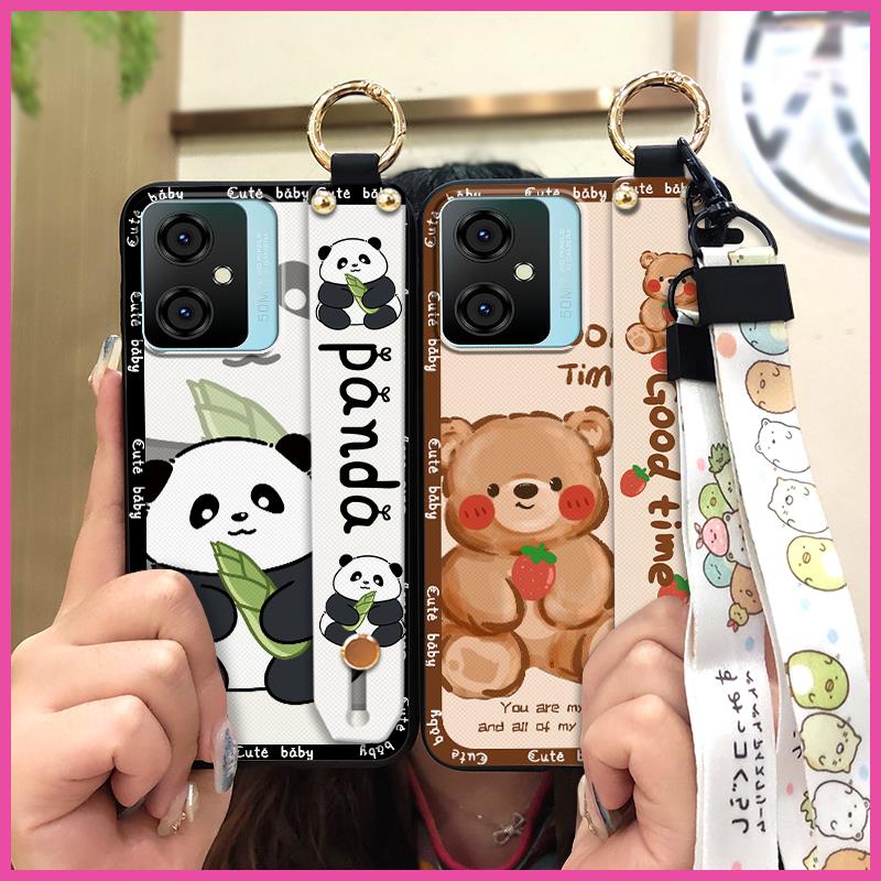 Silicone Kickstand Phone Case For Blackview Oscal C70 Shockproof Phone Holder Ring Lanyard Wristband Fashion Design Cute