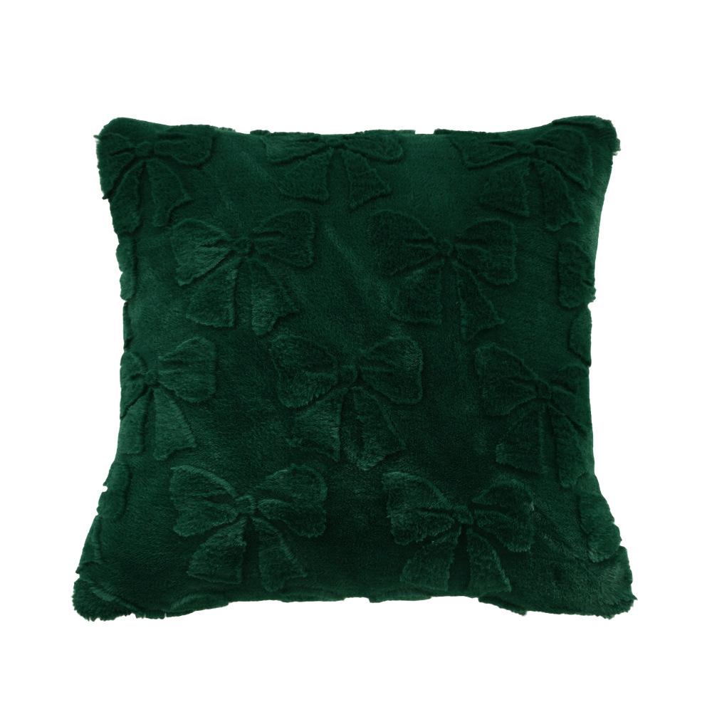 Solid-Color Rabbit Fur Jacquard Bow Pillowcase Cojines Lovely Plush Living Room Sofa Decoration Pillow Cushion Covers 45x45cm