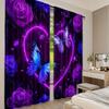 Flat Printing Window Drapes Glowing Butterflies Fantasy Digital Printed Polyester Family Party Use Event Curtains Set Of 2 Made