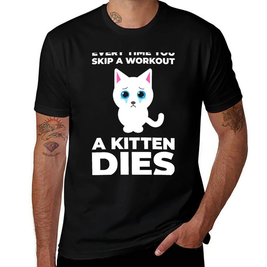 Funny Workout Motivation Cat Tshirt Fashion Casual Short Sleeve Top