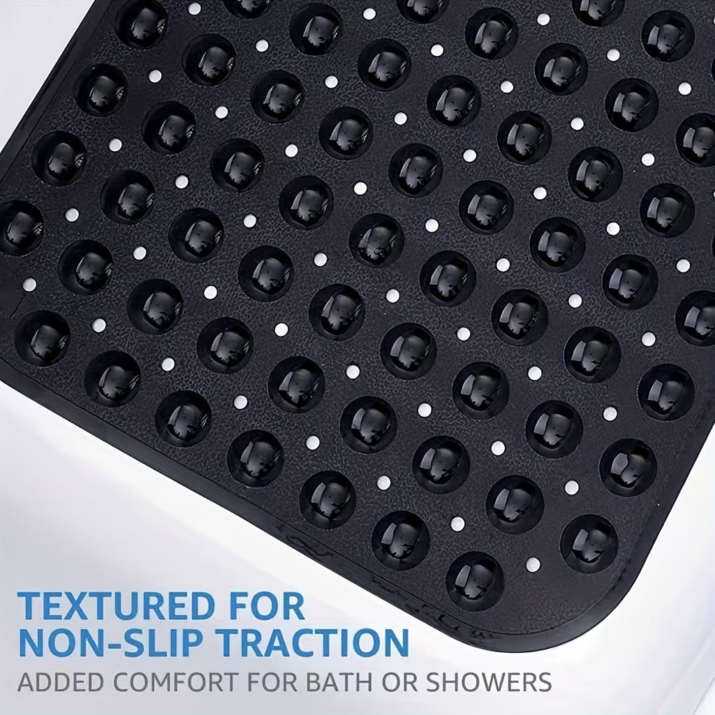 1Pc Non-slip Shower Mat Bathtub Mat with Drain Holes and Suction Cups Machine Washable Household Bathroom Shower Carpet Bathroom