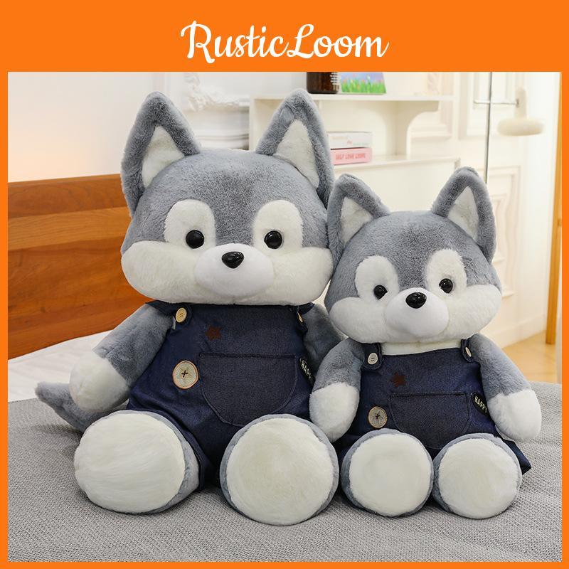 Suspender Trousers Husky Plush Toy Cartoon Stuffed Doll Decoration Kids Gifts